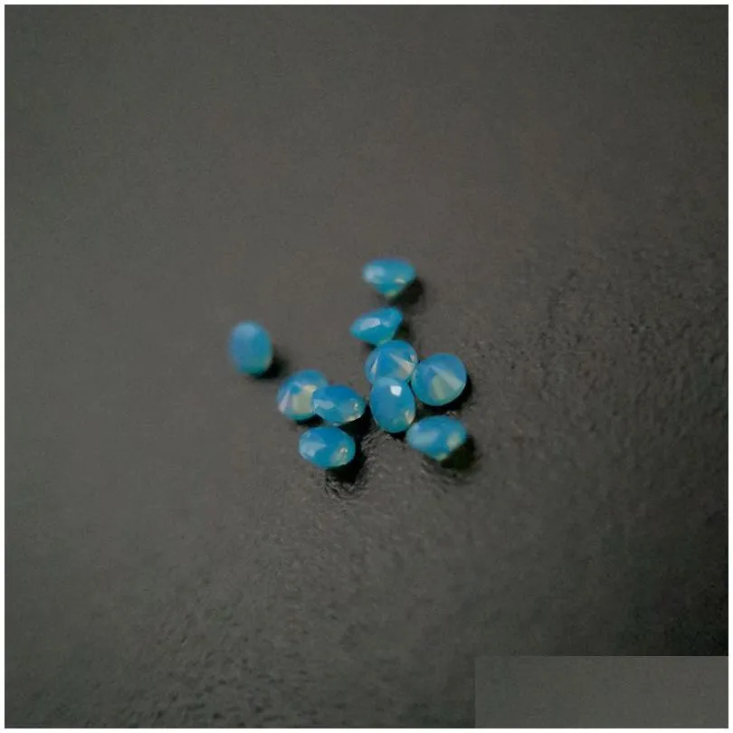 231 good quality high temperature resistance nano gems facet round 0.8-2.2mm very dark opal aquamarine greenish blue synthetic stone