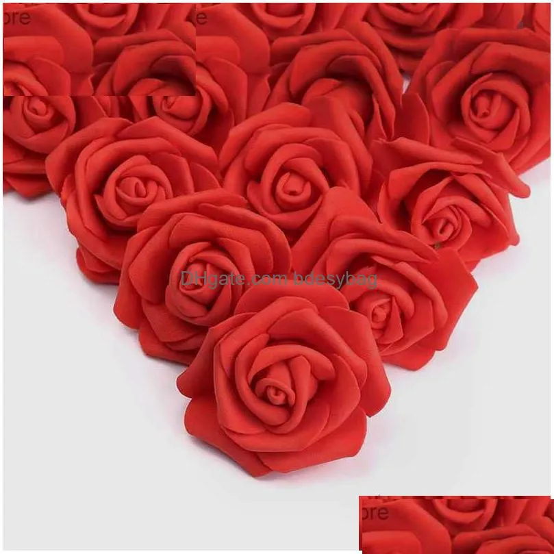 pe foam roses artificial flowers head 7cm fake flowers for diy bouquet bridal wedding party decoration scrapbook supplies q230825
