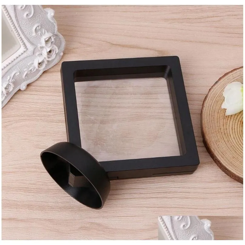 wholesale membrane p o frame jewelry display box watch 3d suspending box collection boxes 90x90x20mm 100pcs/lot elastic