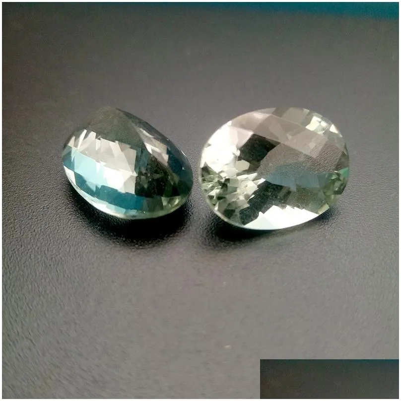 natural prasiolite oval checkboard cut high-end 100% guarantee semi-precious stone 10x8-14x10mm loose gemstone for jewelry making