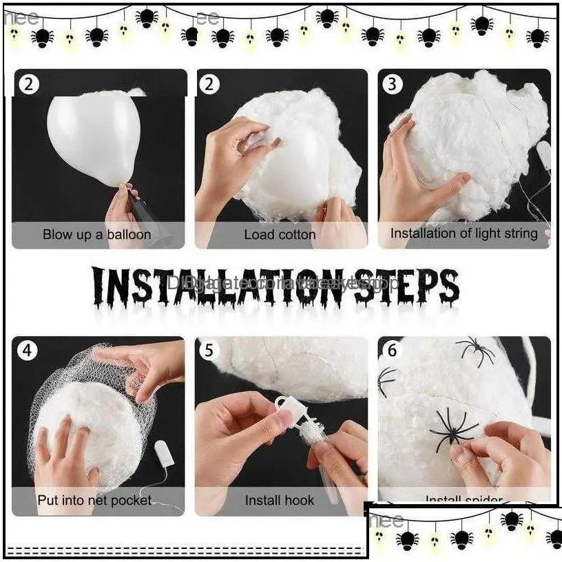 other festive party supplies other festive party supplies halloween decoration hanging light up spider egg sacs outdoor glowing we7105594