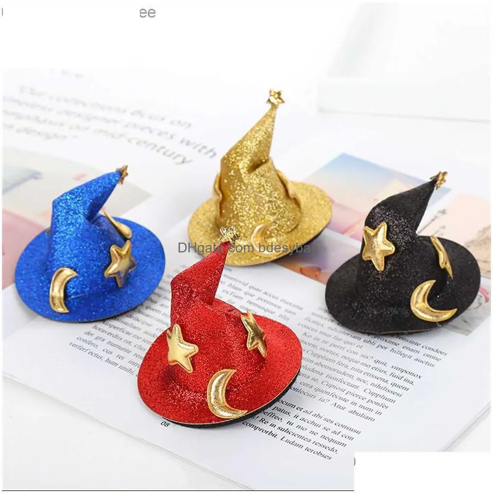 halloween witch hat hairpin mini star moon witch hat hairpin women`s party clothing decoration headwear party supplies z230809