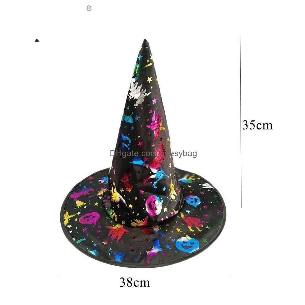 1 halloween witch hat adult children`s colorful witch hat makeup ribbon witch hat halloween party decoration role playing prop z230809