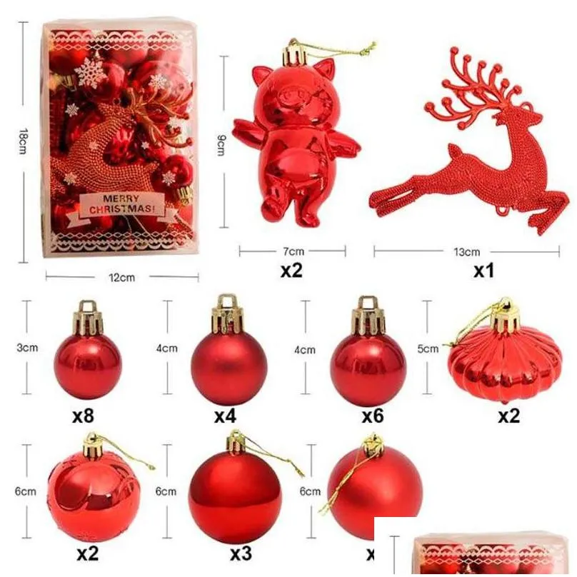 30pcs Christmas Ornaments Bright Ball Gift Package Set Christmas Window Decoration Colorful Hanging Ball Christmas Tree Pendant