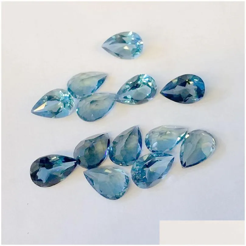 10pcs pear london blue topaz 3*5mm 4*6mm 5*7mm 3a eye clear good brilliant cut 100% natural loose gemstones for gold & silver jewelry