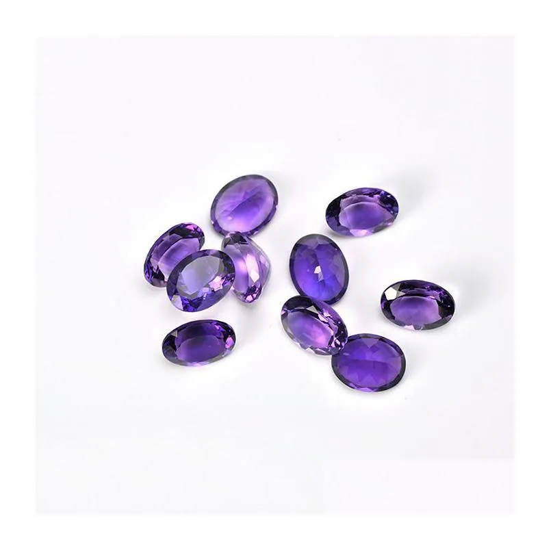 10pcs/lot dark purple 10x12-15x20mm oval brilliant facet cut 100% authentic natural amethyst crystal high quality gem stones for