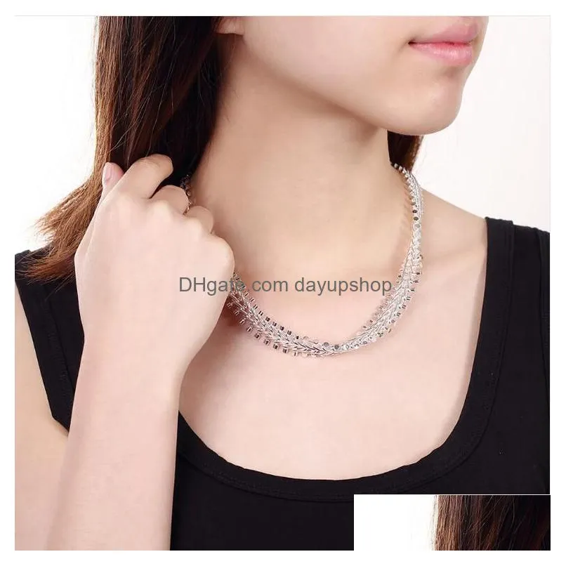 high grade 925 sterling silver piece fishbone jewelry set dfmss042 brand new factory direct 925 silver necklace bracelet