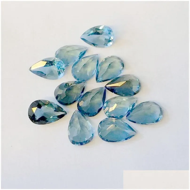 10pcs pear london blue topaz 3*5mm 4*6mm 5*7mm 3a eye clear good brilliant cut 100% natural loose gemstones for gold & silver jewelry