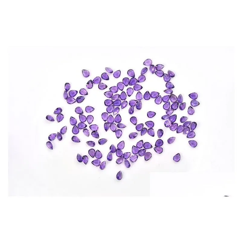 10pcs/lot dark purple 8x12-15x20mm pear brilliant facet cut 100% authentic natural amethyst crystal high quality gem stones for