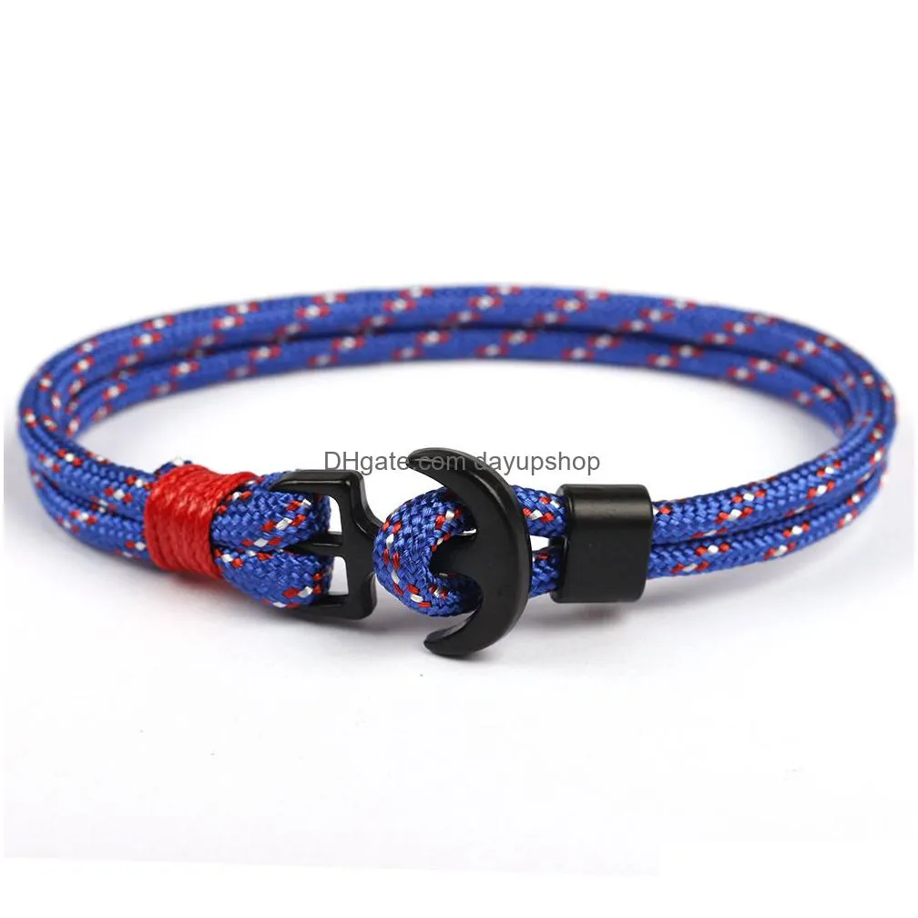 fashion colorful paracord bracelet handmade black anchor jewelry for outdoor sports