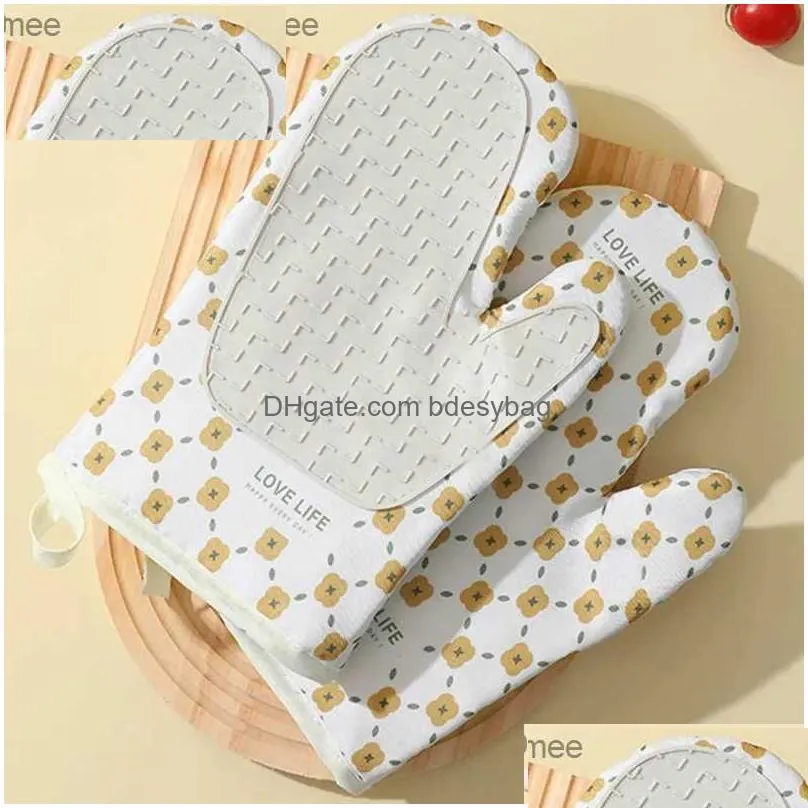 2pcs heat-resistant oven gloves silicone anti-skid kitchen accessories barbecue kitchen utensil oven gloves z230810