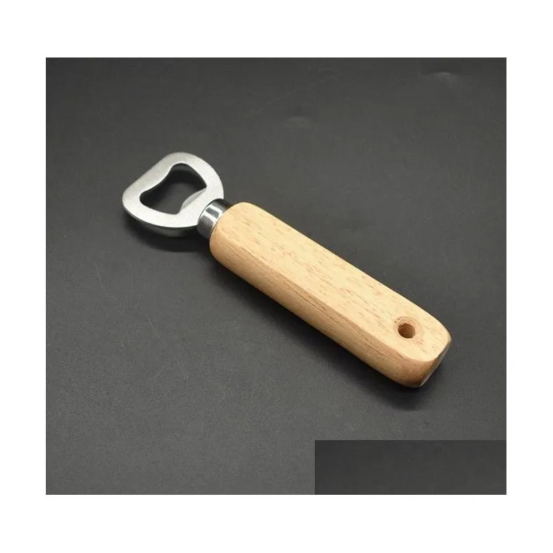 wooden handle bottle opener portable beer openers bar kitchen party tools