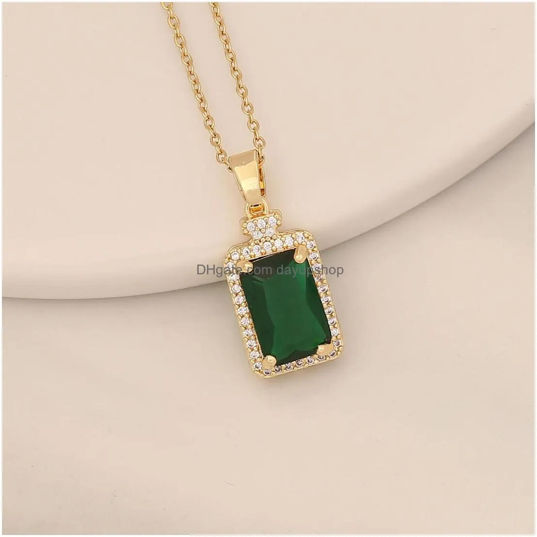 luxury emerald cross heart pendant necklace handmade jewelry for gift