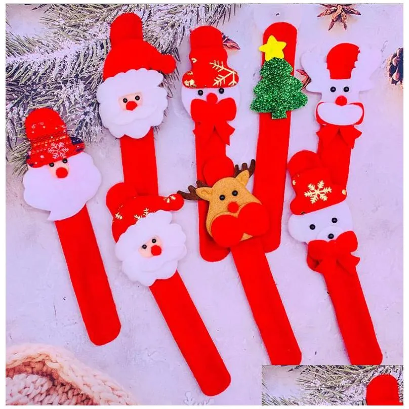 christmas light up slap bracelet holiday favors led flashing wristband xmas party decorations red santa snowman deer bear designs