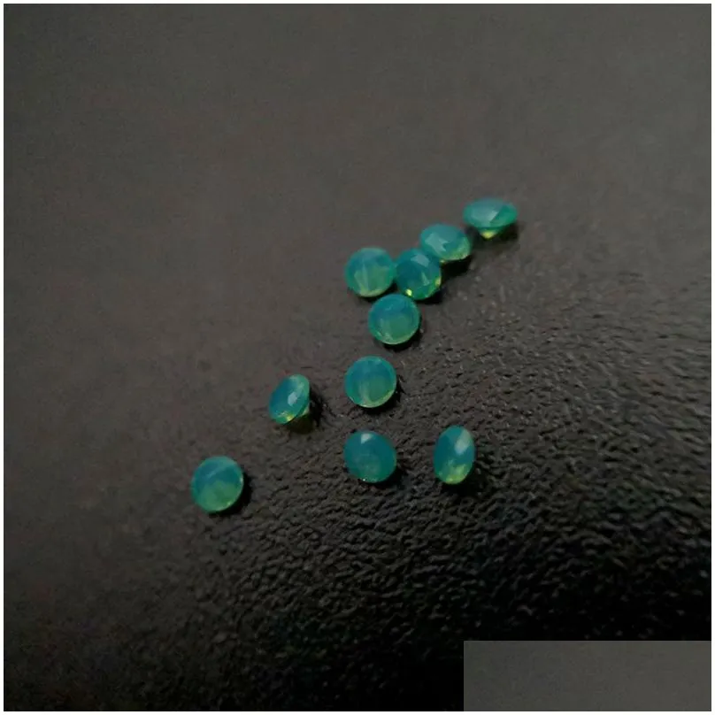 #208/1 high temperature resistance nano gems facet round 0.8-2.2mm dark chrysoprase bluish green synthetic gemstone 2000pcs/lot mixed