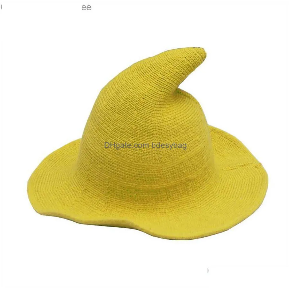 1pc halloween witch hat women`s wool women`s children`s folding wool made of wool skin big brim hat holiday party role playing decoration