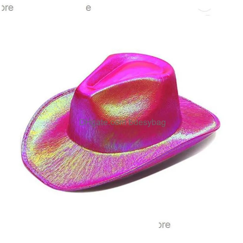 wireless disco glow led bride  hat glow bar hat single party supplies flashing neon light western  hat z230809