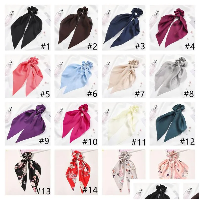 candy color women hair scrunchie bows ponytail holder hairband bow knot scrunchy girls hairs ties accessories