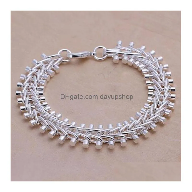 high grade 925 sterling silver piece fishbone jewelry set dfmss042 brand new factory direct 925 silver necklace bracelet