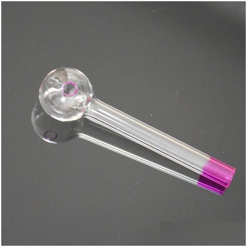 4.1 inch colorful glass pipe oil nail burning jumbo pipes 10.5cm thick transparent durable smoking tubes 105mm pyrex glass burner concentrate for