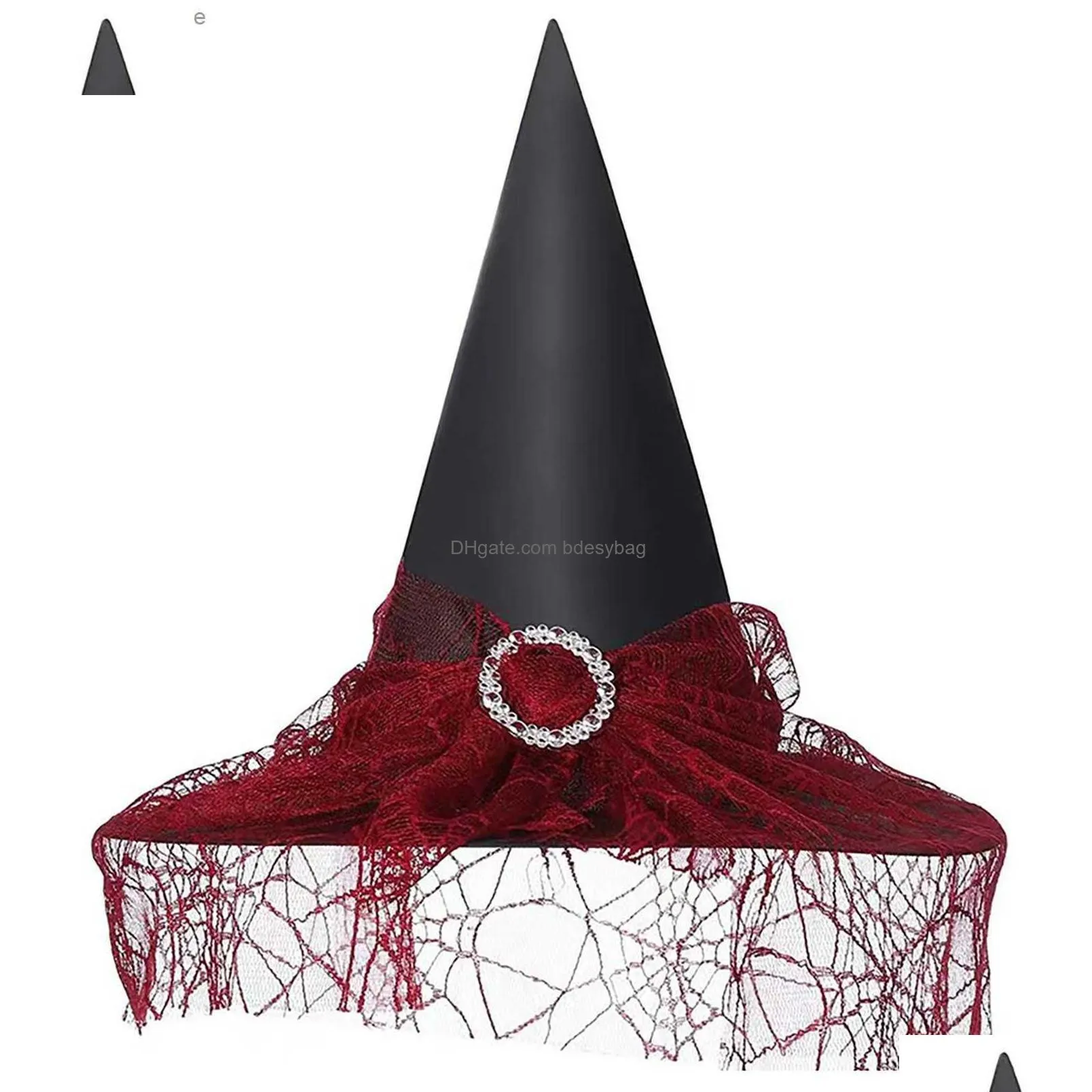 aldalt halloween witch hat mesh hat fashion lace role playing party unisex personalized witch hat casual tide christmas gift hat