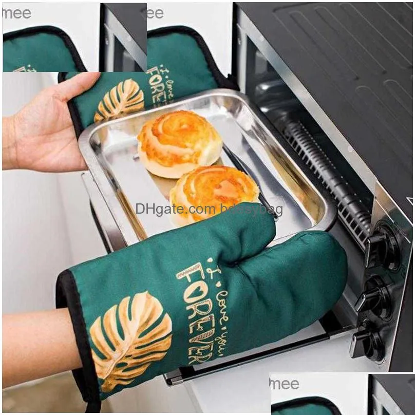 2-piece kitchen pot holder mat and oven glove set heat-resistant gloves and hot baking gloves z230810
