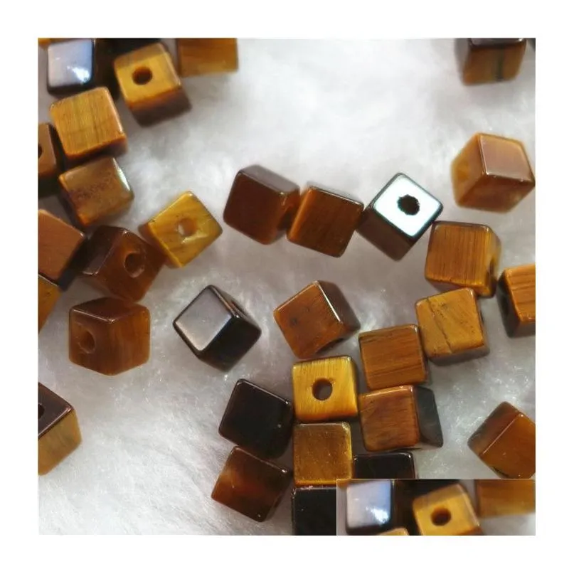 diy jewelry making loose beads natural tiger eye 4mm square cube with through hole gemstones 100pcs/lot