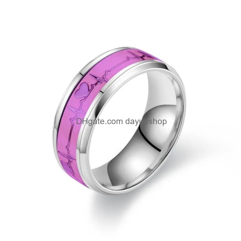 new popular glow in the dark band ring magic luminous finger rings jewelry for lovers gift