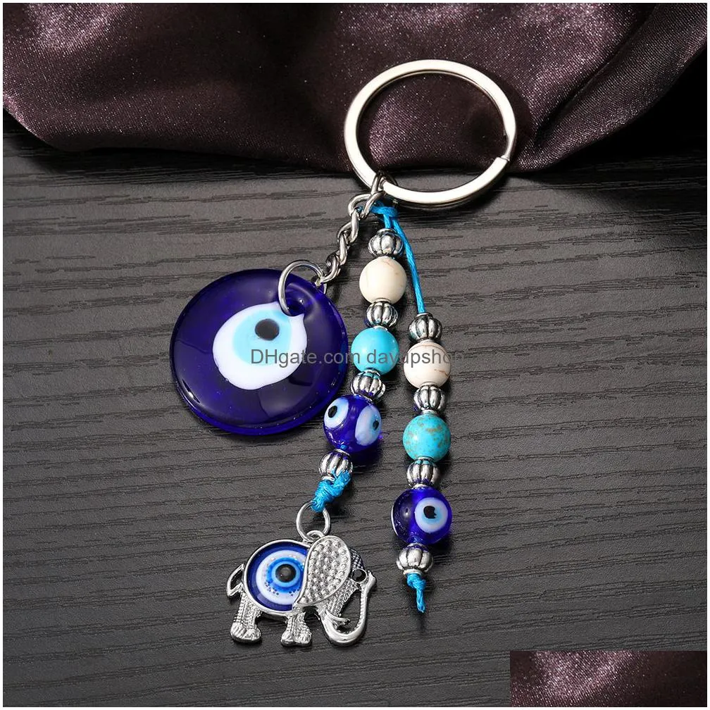 classic design turkish blue evil eye key chain butterfly pendants crafting keychain hanging ornament jewelry for gift