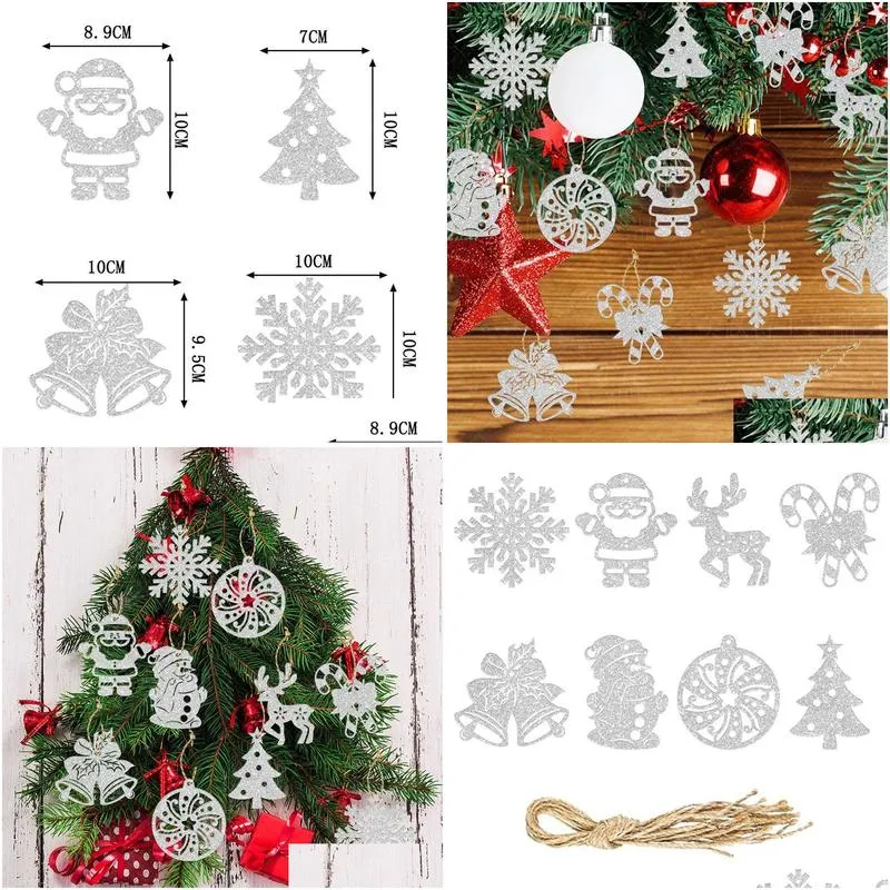  christmas tree decorations pendant christmas silver powder tripper year party scenario room decor