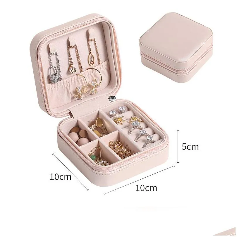 travel jewelry box organizer pu leather display storage case for necklace earrings rings jewelry holder gift case storage boxes party gifts