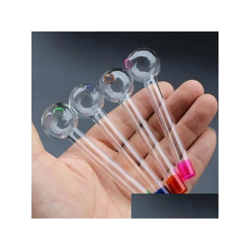 4.1 inch colorful glass pipe oil nail burning jumbo pipes 10.5cm thick transparent durable smoking tubes 105mm pyrex glass burner concentrate for