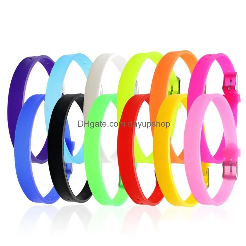 colorful adjustable 8mm silicone link bracelet sprots style wristband bracelets