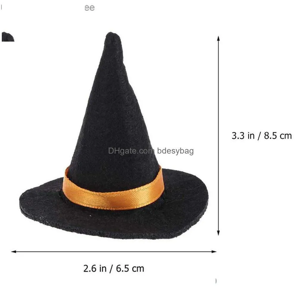 10 pieces of halloween mini witch hats handmade felt wine bottle caps dining table decorations hats holiday performances party props