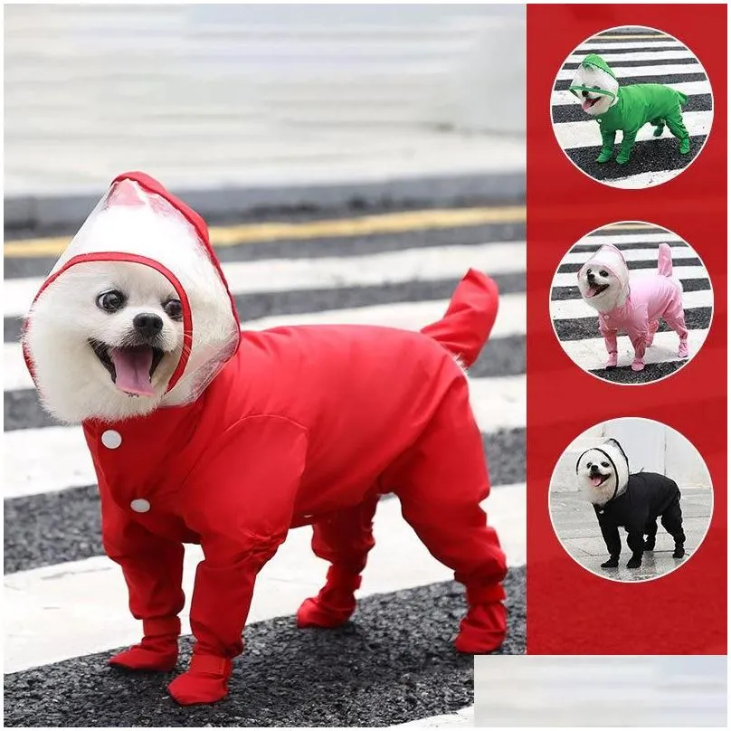 dog apparel raincoat outdoor pet jumpsuit rain coats waterproof clothes jacket boots shoes for small cat chihuahua s-xldog