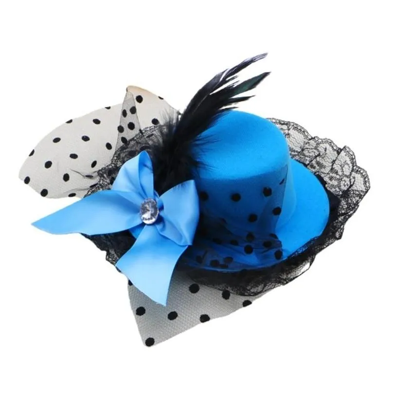 party supplies other event style women bow hair clips lace feather mini top hat fancy fascinator