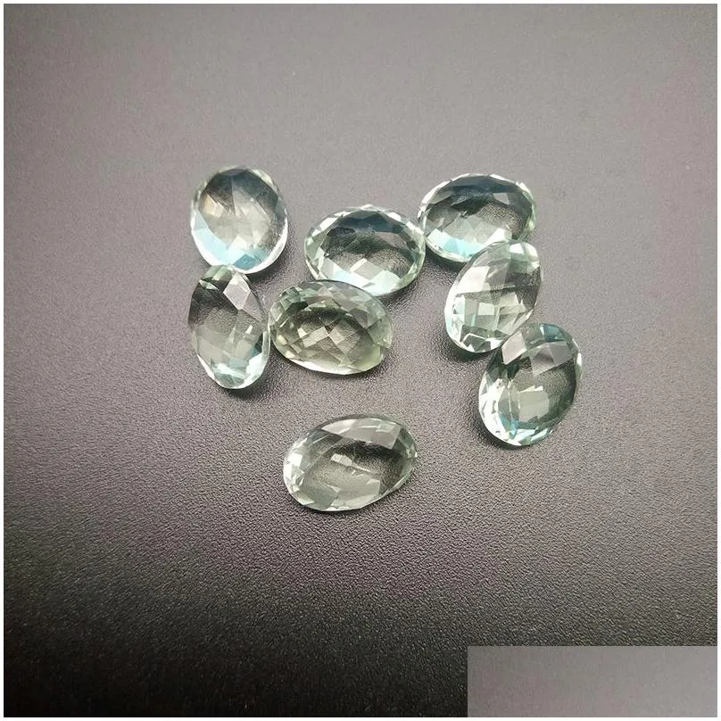 natural prasiolite oval checkboard cut high-end 100% guarantee semi-precious stone 10x8-14x10mm loose gemstone for jewelry making