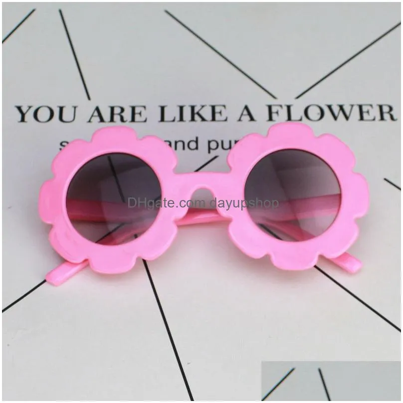 5pcs/lot cute sunflower children kids uv400 sunglasses fashion baby girl anti-ultraviolet sunglasses outdoor travel glasses