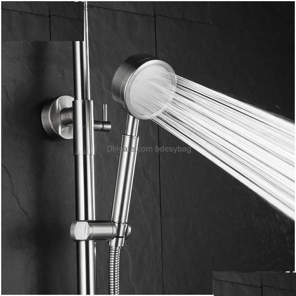 304 stainless steel pressurized shower head household handheld anti-fall water-saving shower head rain shower bathroom supplies