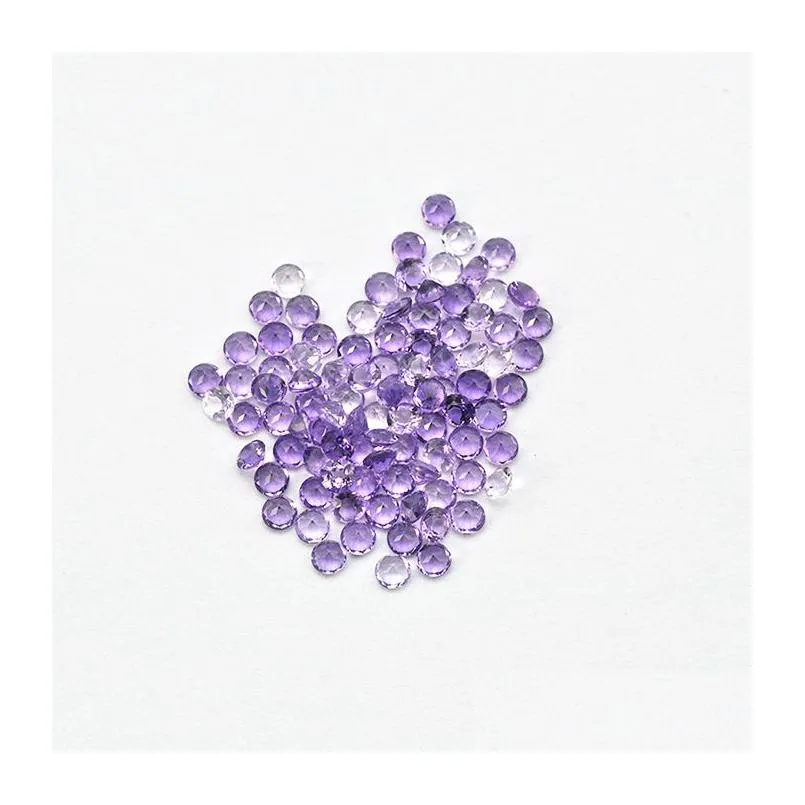 dark purple 100pcs/lot 1-5mm round brilliant cut 100% authentic natural amethyst crystal high quality gem stones for jewelry making