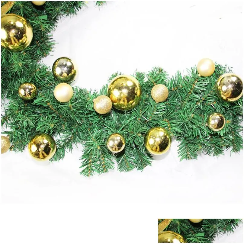 2 .7m 9ft artificial green wreaths christmas garland fireplace wreath for xmas year tree home party decoration