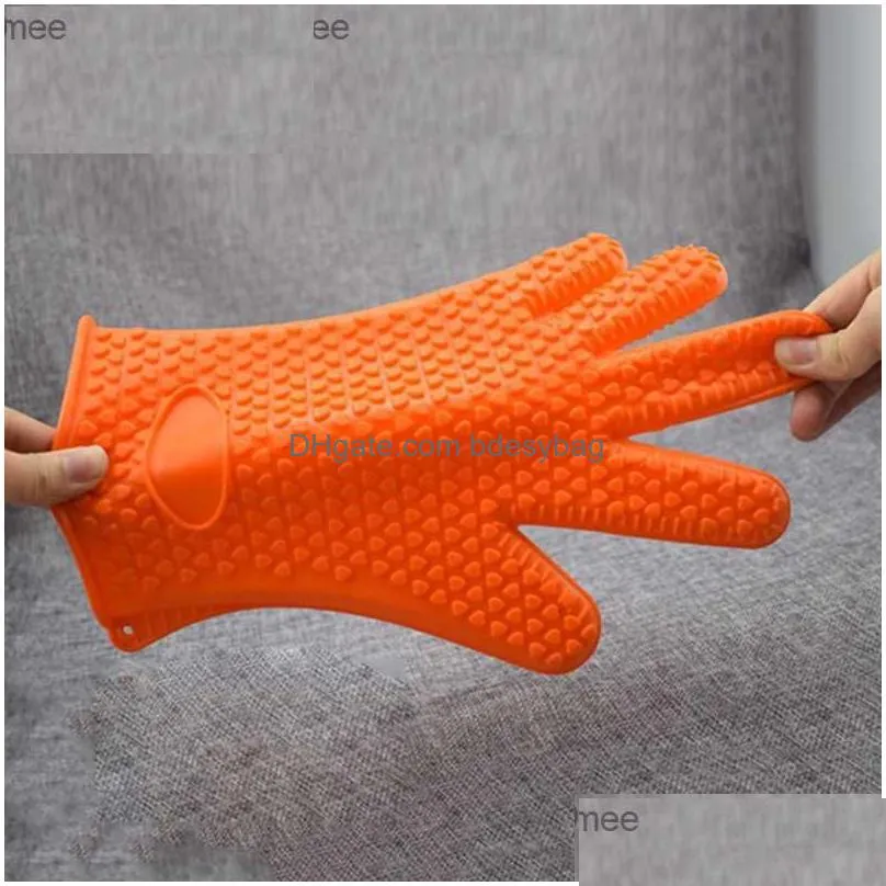 silicone oven gloves heat resistant gloves anti slip kitchen oven gloves baking grill grill thick oven gloves z230810