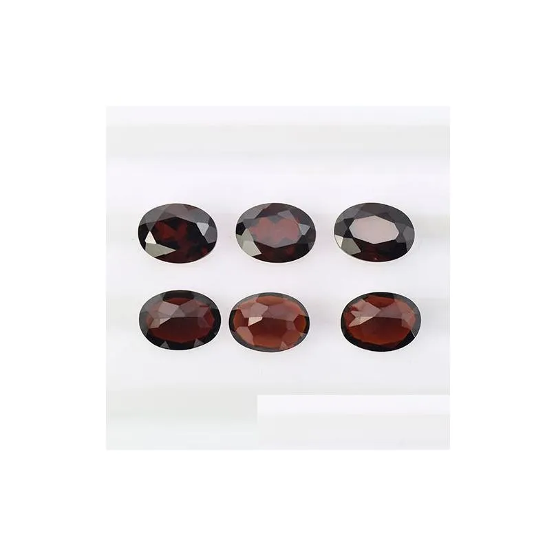 50pcs/lot machine cut facet oval shape 4*3-7*5mm loose gemstone chinese natural garnet stone for jewelry making