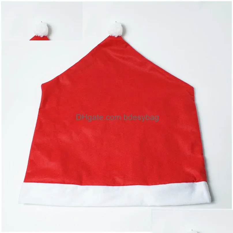 christmas chair cover santa clause red hat chair back covers dinner chair cap xmas chairs cover home christmas party decoration vt0531