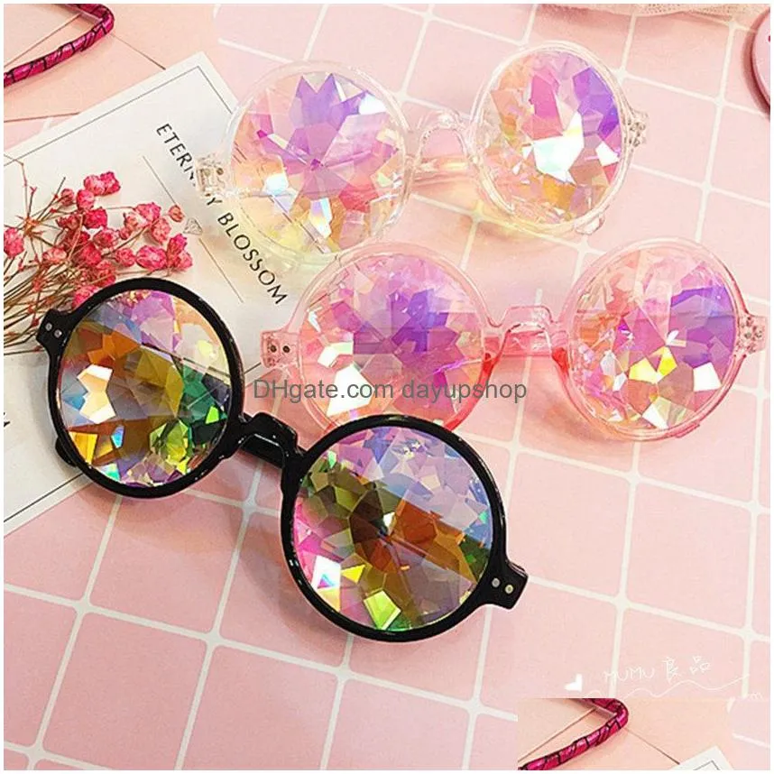 new 5pcs/lot creative personality retro colorful kaleidoscope sunglasses carnival men and women cool mosaic glass fashion party