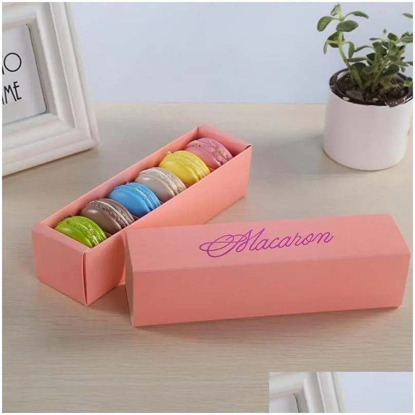 macaron box cake box biscuit muffin box 20.3x5.3x5.3cm black blue green white 4 color