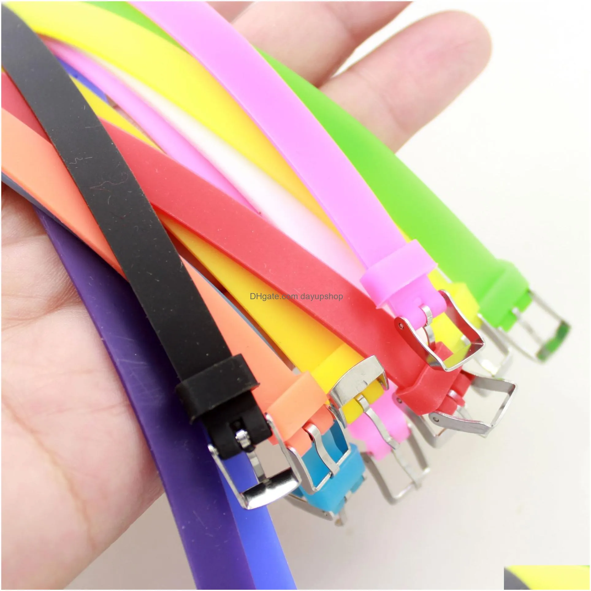 colorful adjustable 8mm silicone link bracelet sprots style wristband bracelets