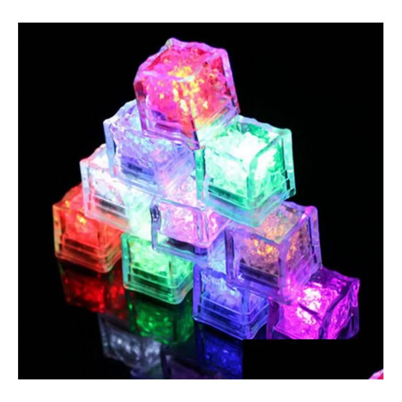 led ice cubes bar flash auto changing crystal cube water-actived light-up 7 color for romantic party wedding xmas gift