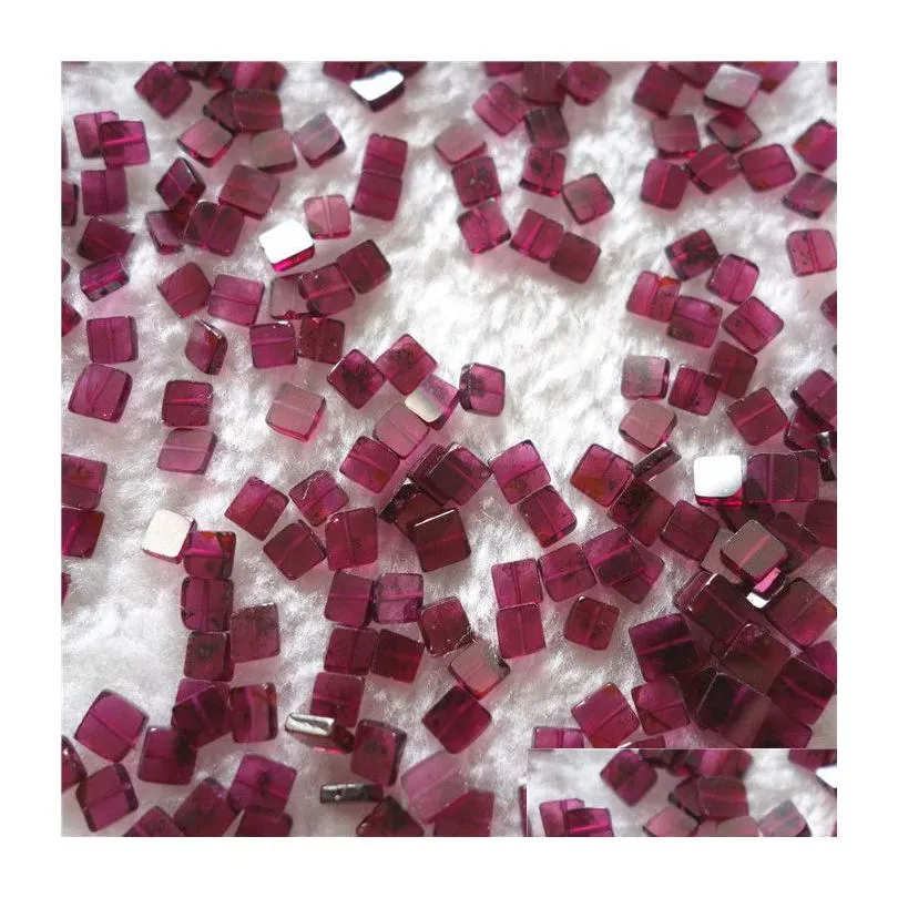 30pcs a lot 100% natural semi-precious stone red garnet square shape 5*5mm with through hole wholesale loose beads for jewelry diy