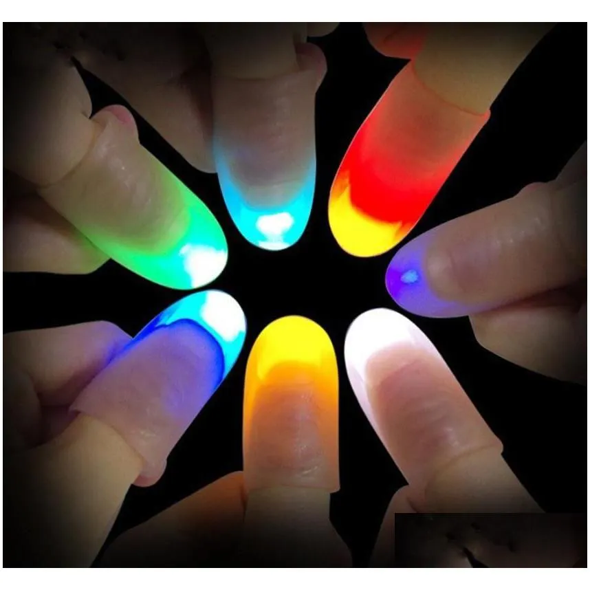 lightup magic thumbs led flash finger tips party supplies lights bright closeup stage magican tricks party props